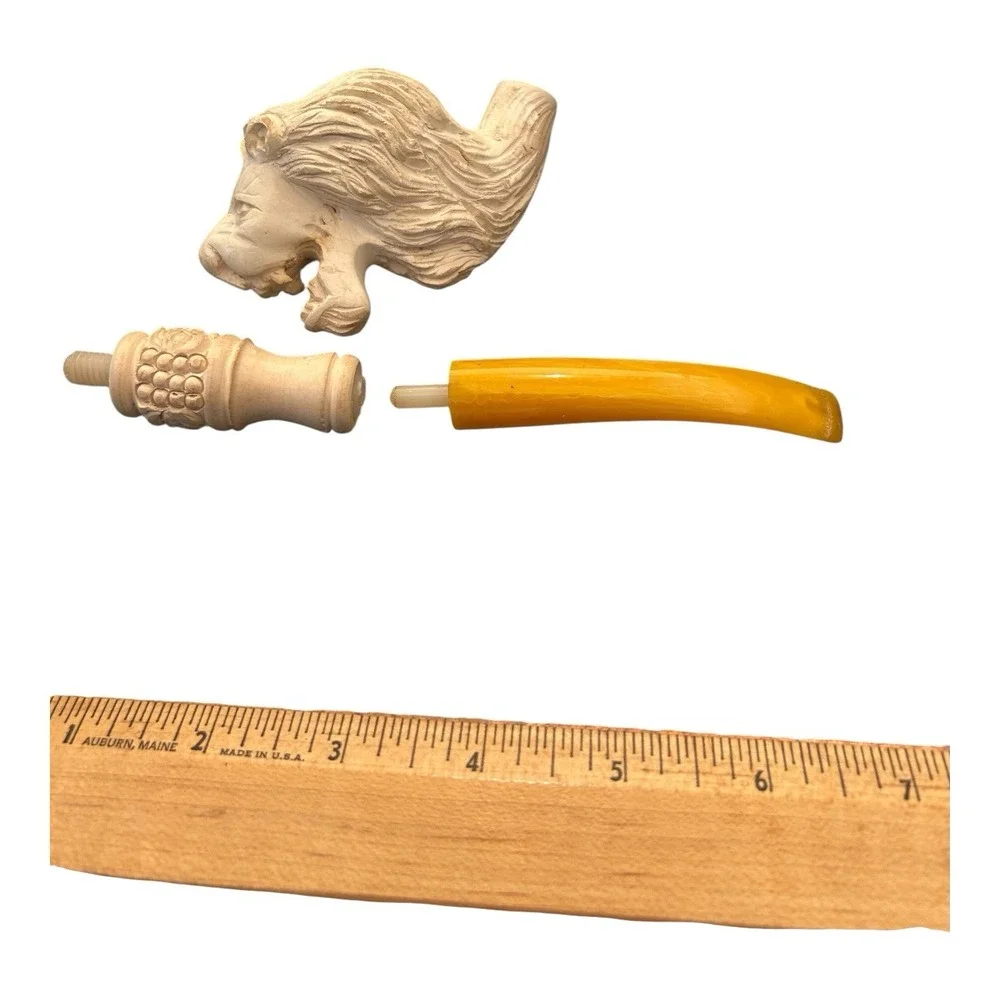 VTG Hand Carved Meerschaum Lion‎ Smoking Pipe